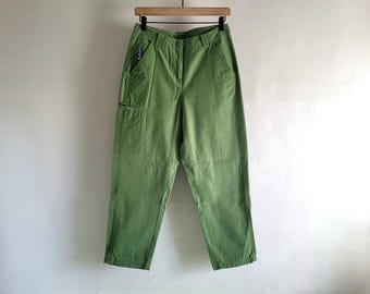 Green Cotton Utility Pants - Vintage LL Bean - Womens 8 Petite