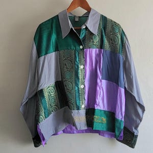 Blusa de patchwork mixta - Estilo vintage de los 90 de Harris Wallace - Talla XL