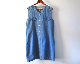 Denim Button Front Dress - Womens Size XL - 90s Basic Equipment