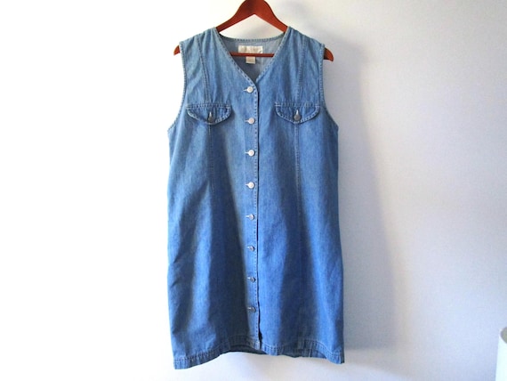 equipment denim dress Denim Button Front Dress - Womens Size XL - 90s Basic Equipment