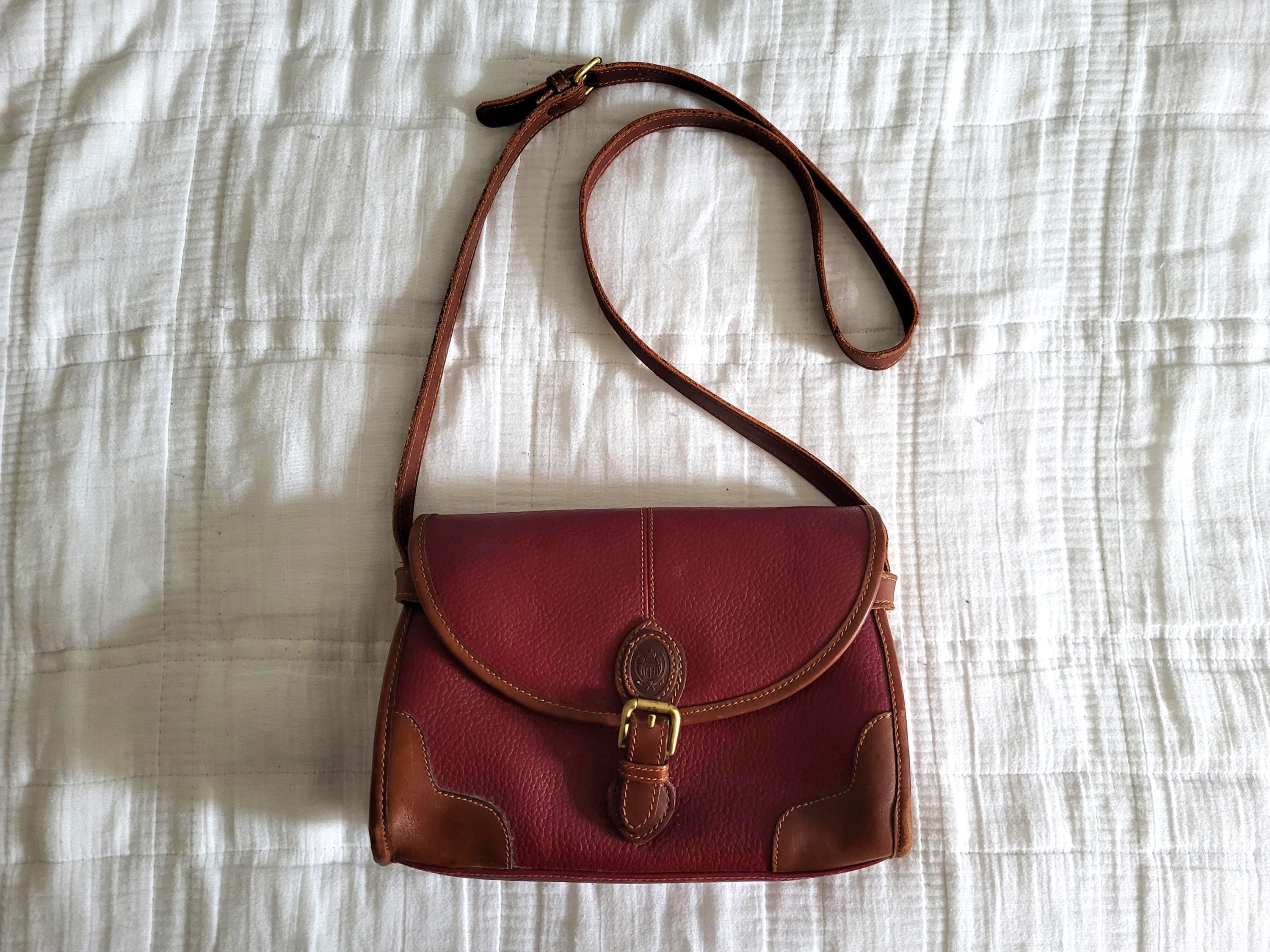 Vintage 90s Leather Crossbody Purse / Liz Claiborne Red Brown