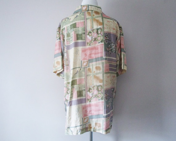 Silk Shirt STUNT Beige Pastel Oversize Unisex Vin… - image 3