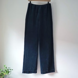 Vintage 70s Velour Pull On Pants - Blue Velvet - Size 14