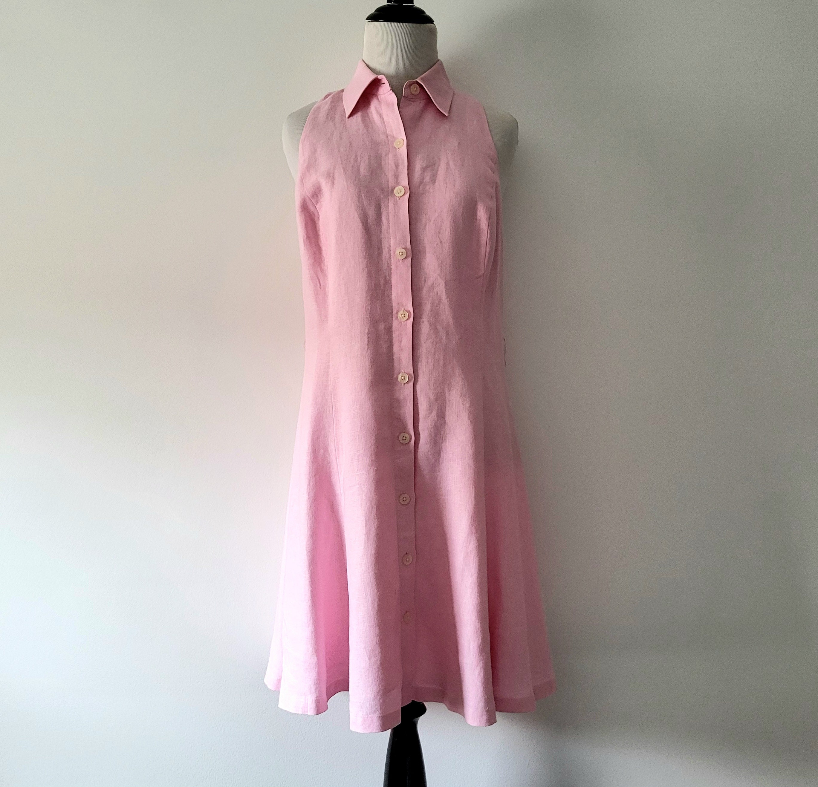 Ralph Lauren Linen Shirt Dress Size 6 P / Powder Pink Mid Length Fit and  Flare Sleeveless Medium - Etsy India