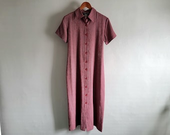 Plaid Maxi Shirt Dress - Vintage 90s Sag Harbor - Size Small