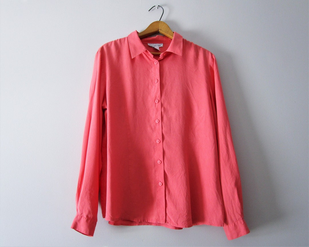 Vintage Anna and Frank Button Down Silk Blouse Shirt Bright - Etsy