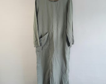 Olive Green Pocket Maxi Dress - Vintage 90s 00s - Womens Size 8 Medium - Tencel
