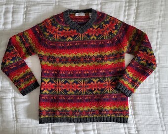 Multi Color Striped Wool Sweater - Vintage 90s - Womens Size Small