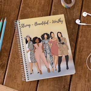 Strong, Beautiful, Worthy Journal, Notebook, Gift, Stationery, Black Girl, Sisters, Notebook for Daughter, Women