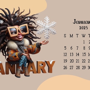 2025 Afro Quirky Divas Desk Calendar, 6x4, Dated Monthly Calendar, Women, Celebrate, African American, Stationery, Empower, Gift, Melanin
