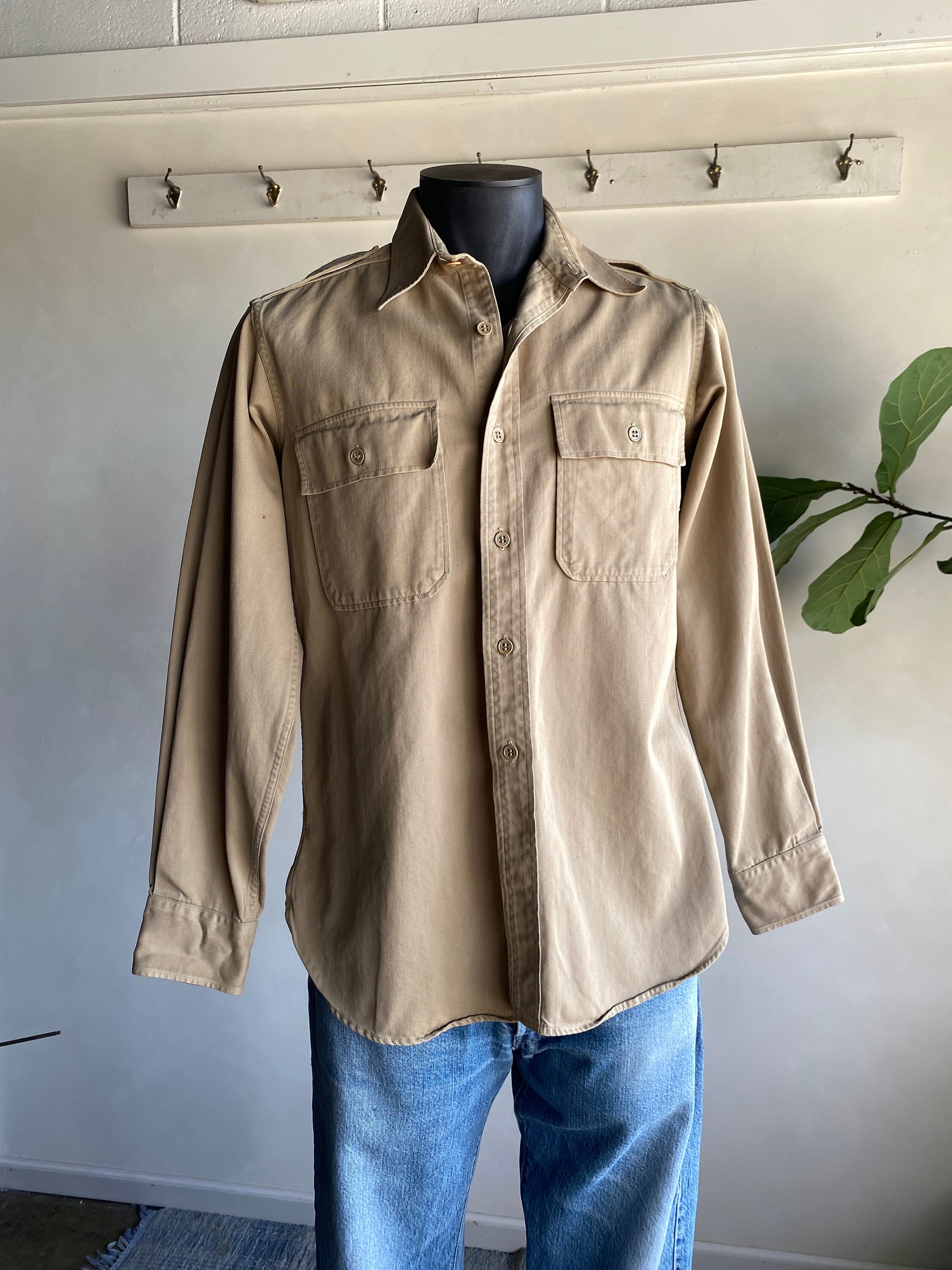 1950s Jayson Khaki Gusseted Cotton Button up Shirt - Etsy