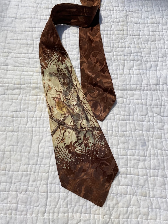 1940s Brown Floral Novelty Tie