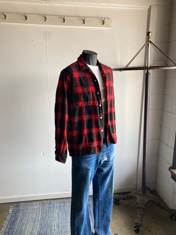 70s/80s Wellington Buffalo Check Wool Flannel Shi… - image 1