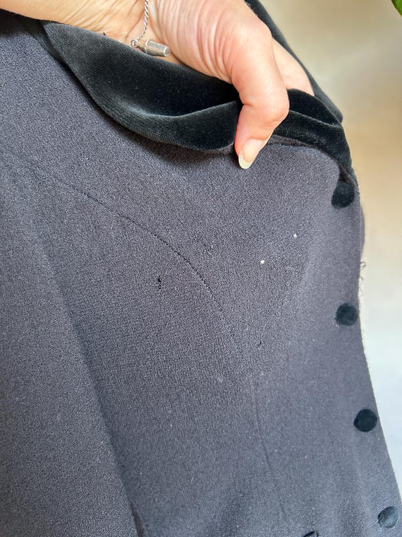 90s does 40s Laura Ashley Black Velvet Trim Princ… - image 9
