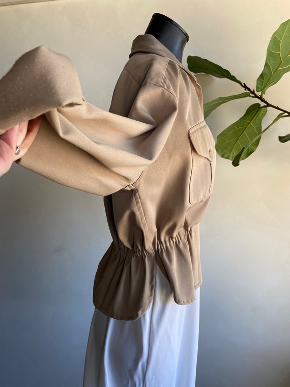 1970s Homemade Khaki Gabardine Women’s Blouse Sma… - image 6