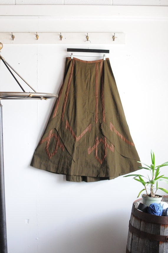 Victorian Long Brown Wool Skirt