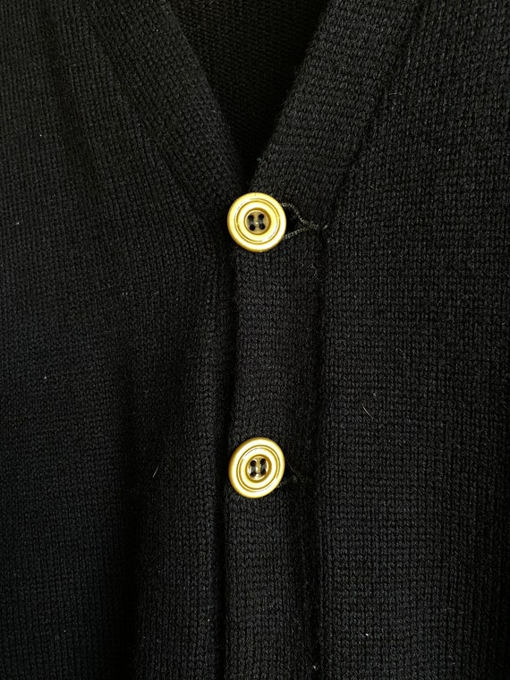 1940s/50s Stadium Black Wool Knit Button Up Cardi… - image 3