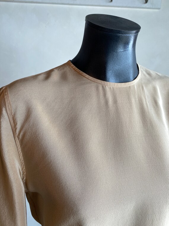 Vintage Giorgio Armani Cream Tan Silk Back Closur… - image 5