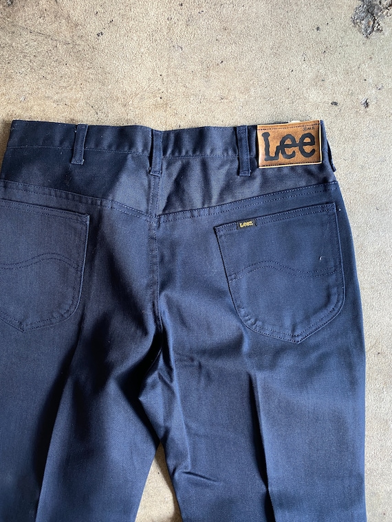 Deadstock 1970s/1980s Lee Navy Poly Fly Front Pant