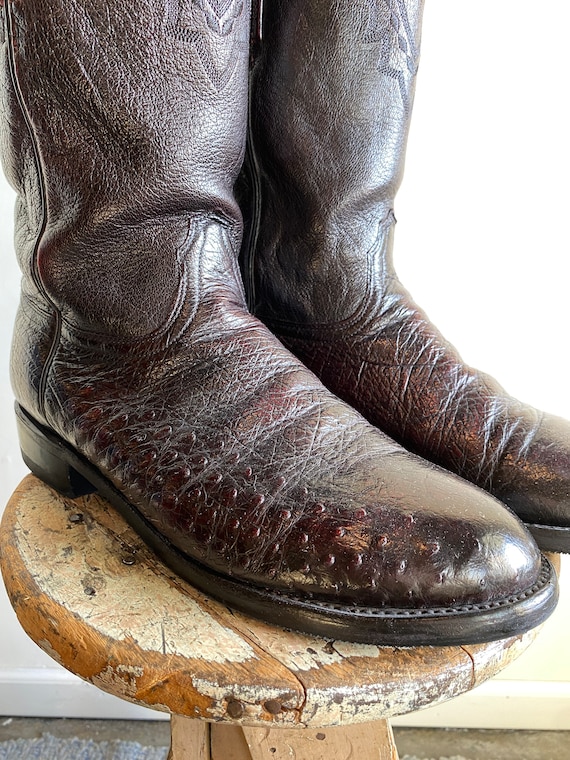 Vintage Lucchese 2000 Mahogany Ostrich Leather Ro… - image 3