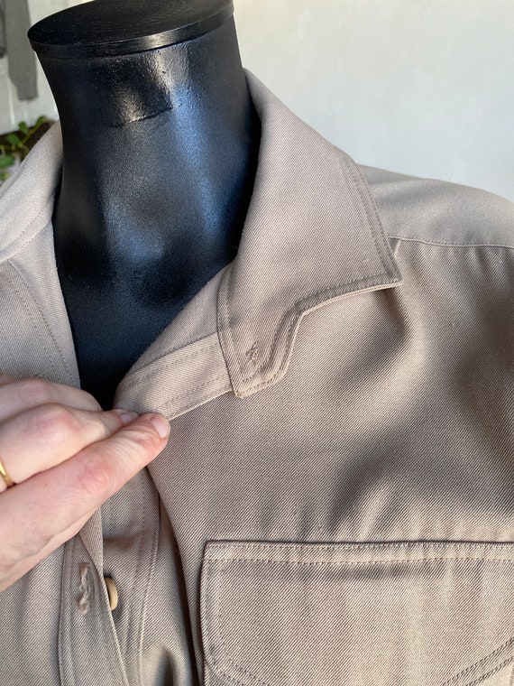 1970s Homemade Khaki Gabardine Women’s Blouse Sma… - image 7