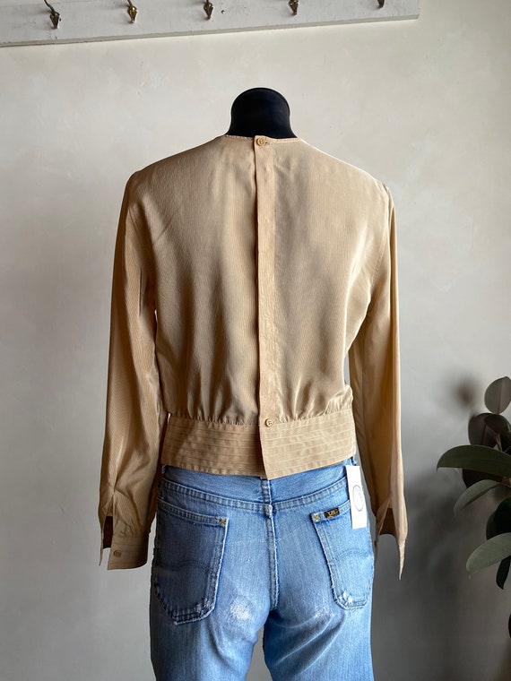 Vintage Giorgio Armani Cream Tan Silk Back Closur… - image 8