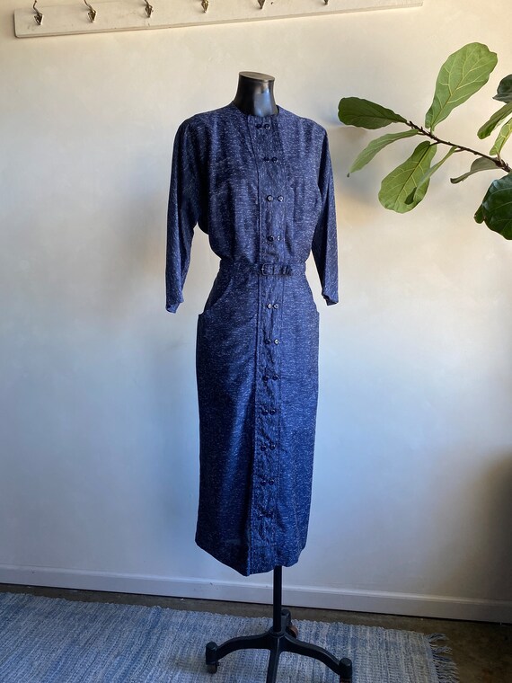 1950s/60s Marsha Young Charcoal Navy Speckled Dres