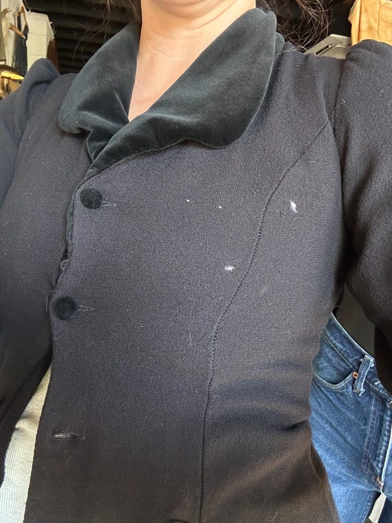 90s does 40s Laura Ashley Black Velvet Trim Princ… - image 10