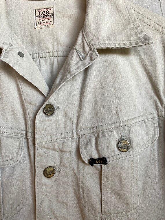 1960s LEE 100-J Sanforized Westerner Khaki Denim Jacket 38 S/M 