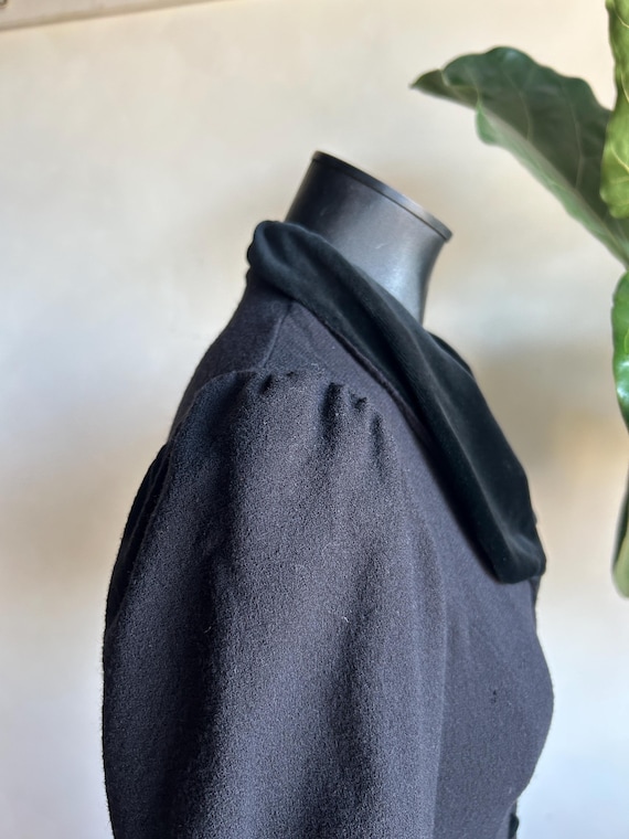 90s does 40s Laura Ashley Black Velvet Trim Princ… - image 8