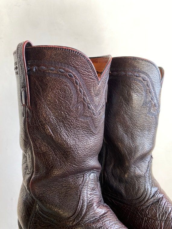 Vintage Lucchese 2000 Mahogany Ostrich Leather Ro… - image 2