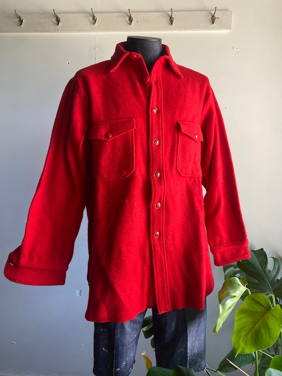 1950s Woolrich Solid Red Heavy Wool Deadstock with