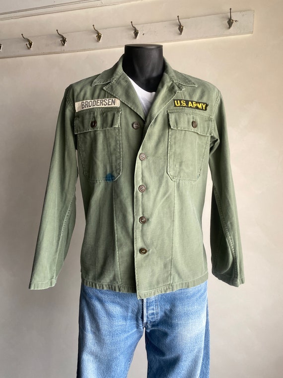 Vietnam Era OG 107 OD Cotton Field Shirt Named US… - image 1