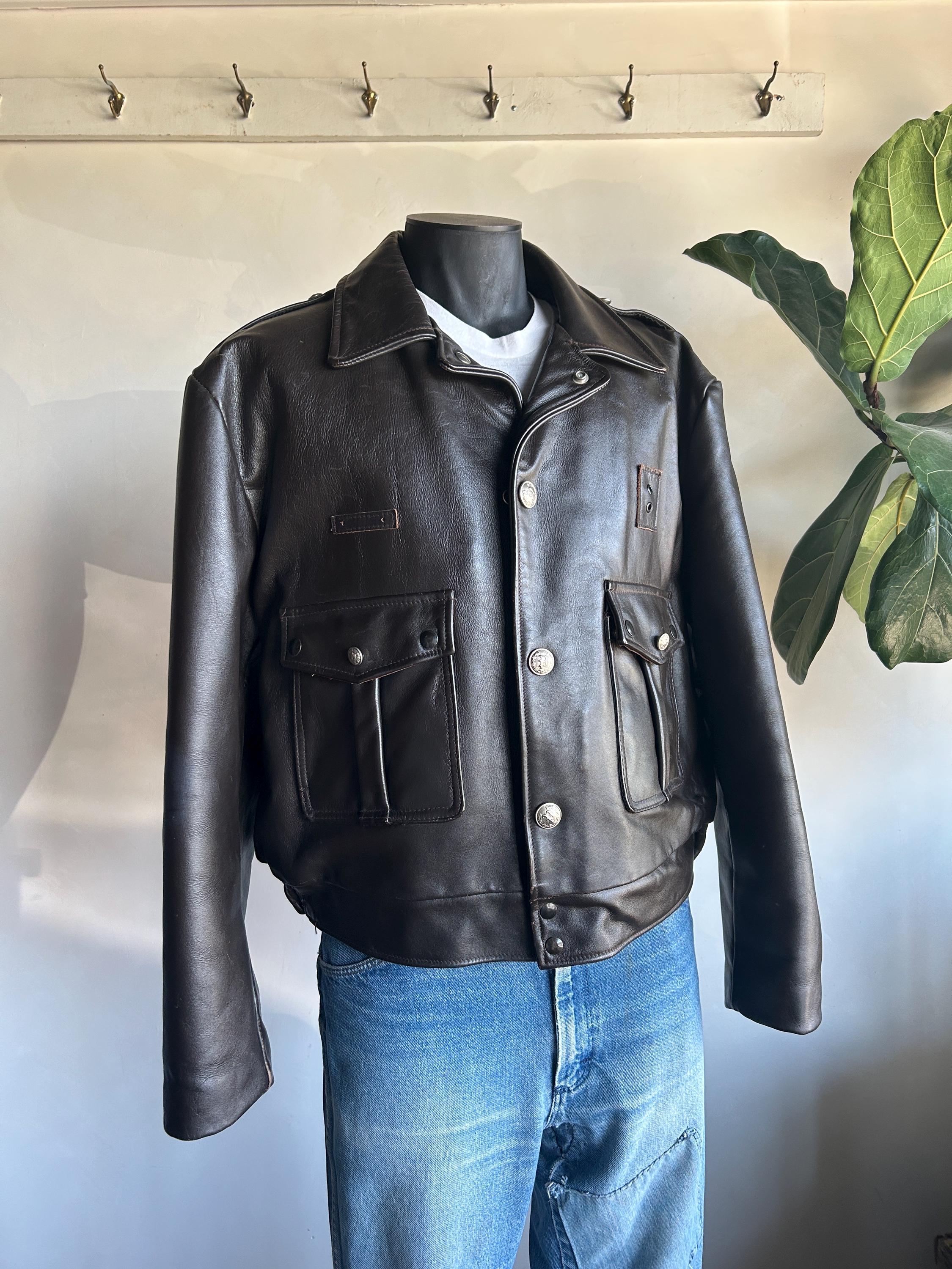 1980s Kale Chicago Police Officer Uniform Leather Jacket XL - Etsy