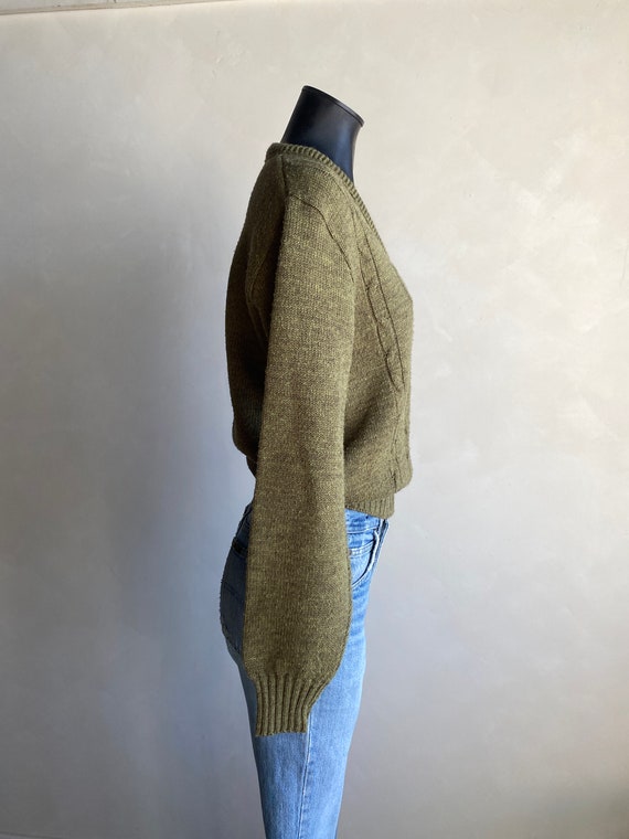 1960s/70s Campus Olive Cable Knit Pullover Sweate… - image 4