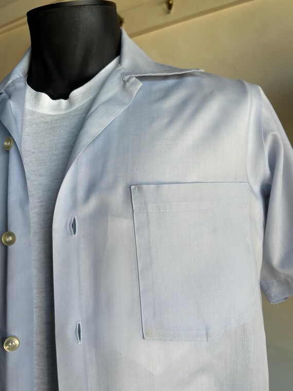 Basic Vintage Gray Blue Lightweight Button Up Shi… - image 3