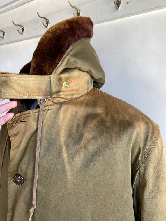 1950s B-9 Sun Faded Military Parka Coat Size XL - image 4