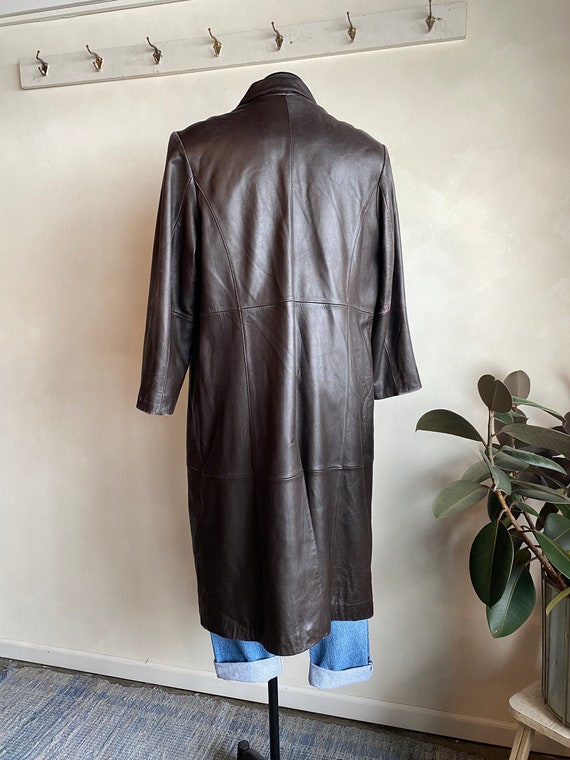 1990s Centigrade Dark Brown Leather Womens Trench… - image 9