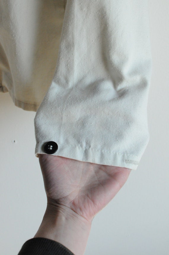 French Workwear White Cotton Twill Chore Jacket w… - image 5