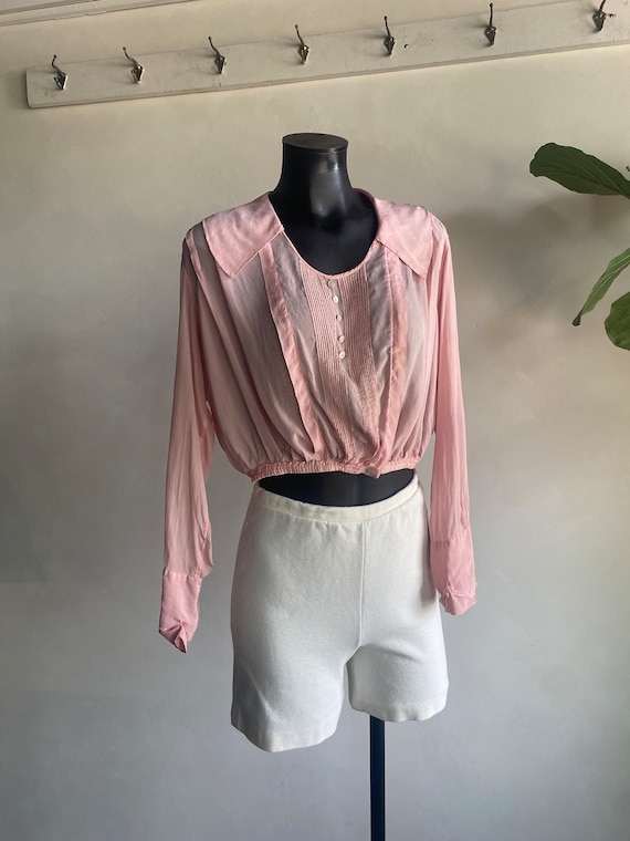 Antique Pink Silk Blouse Small