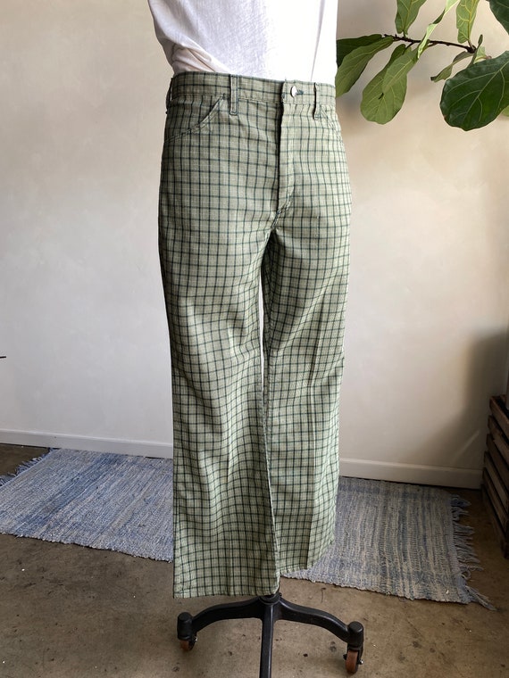 1970s Wrangler Green Plaid Pants