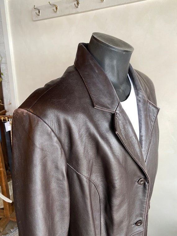 1990s Centigrade Dark Brown Leather Womens Trench… - image 8