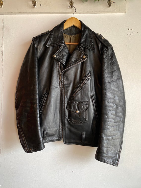 1960s/70s Black Leather Motorcycle Classic Biker J
