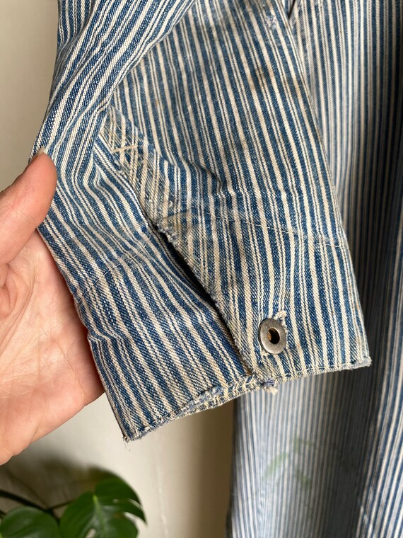 1940s/50s Railroad Stripe Unbranded Denim Blue an… - image 5