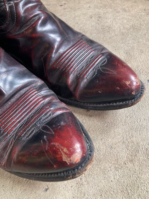 1970s Lucchese Classics Handmade Boots Red/Black … - image 4