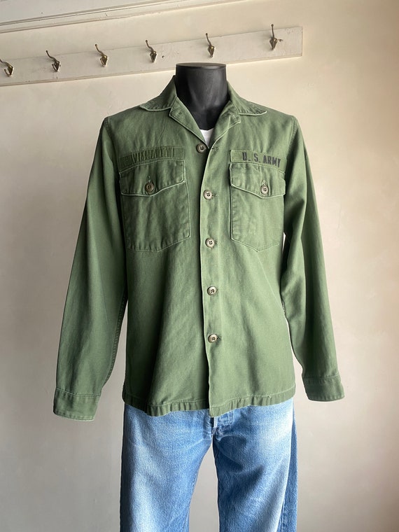Vietnam Era Cotton OD Sateen OG-107 Field Shirt B… - image 1