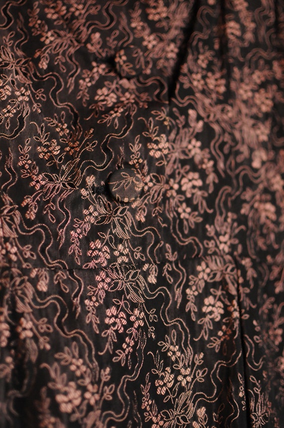 Antique Charcoal and Rosy Pink Floral Metallic Wi… - image 8