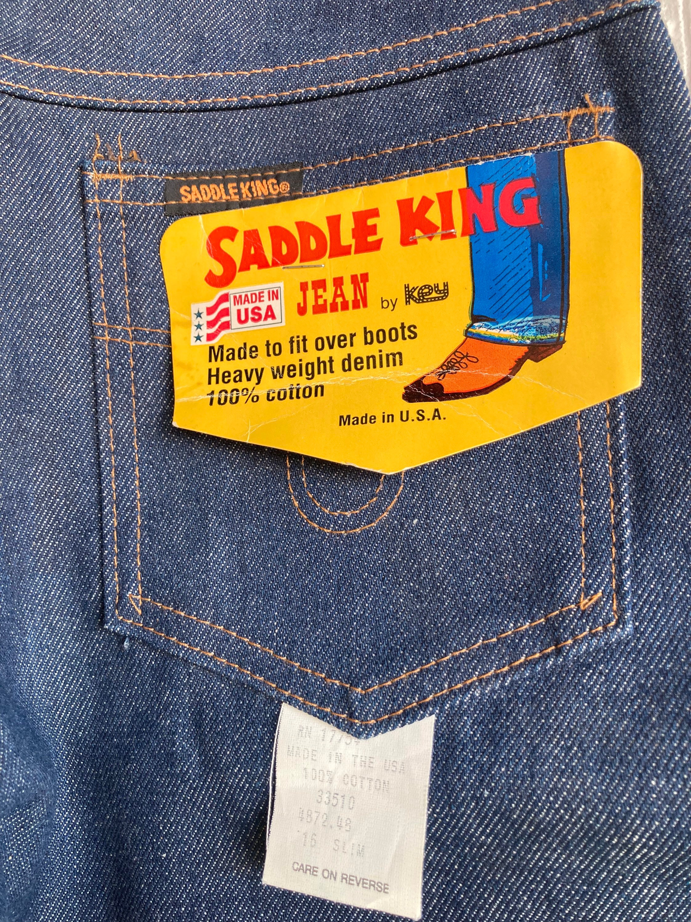 70s/80s Deadstock Saddle King Denim Jeans Size 16 (27x21 70s/80s Deadstock Saddle King Denim Jeans Size 16 (27x21