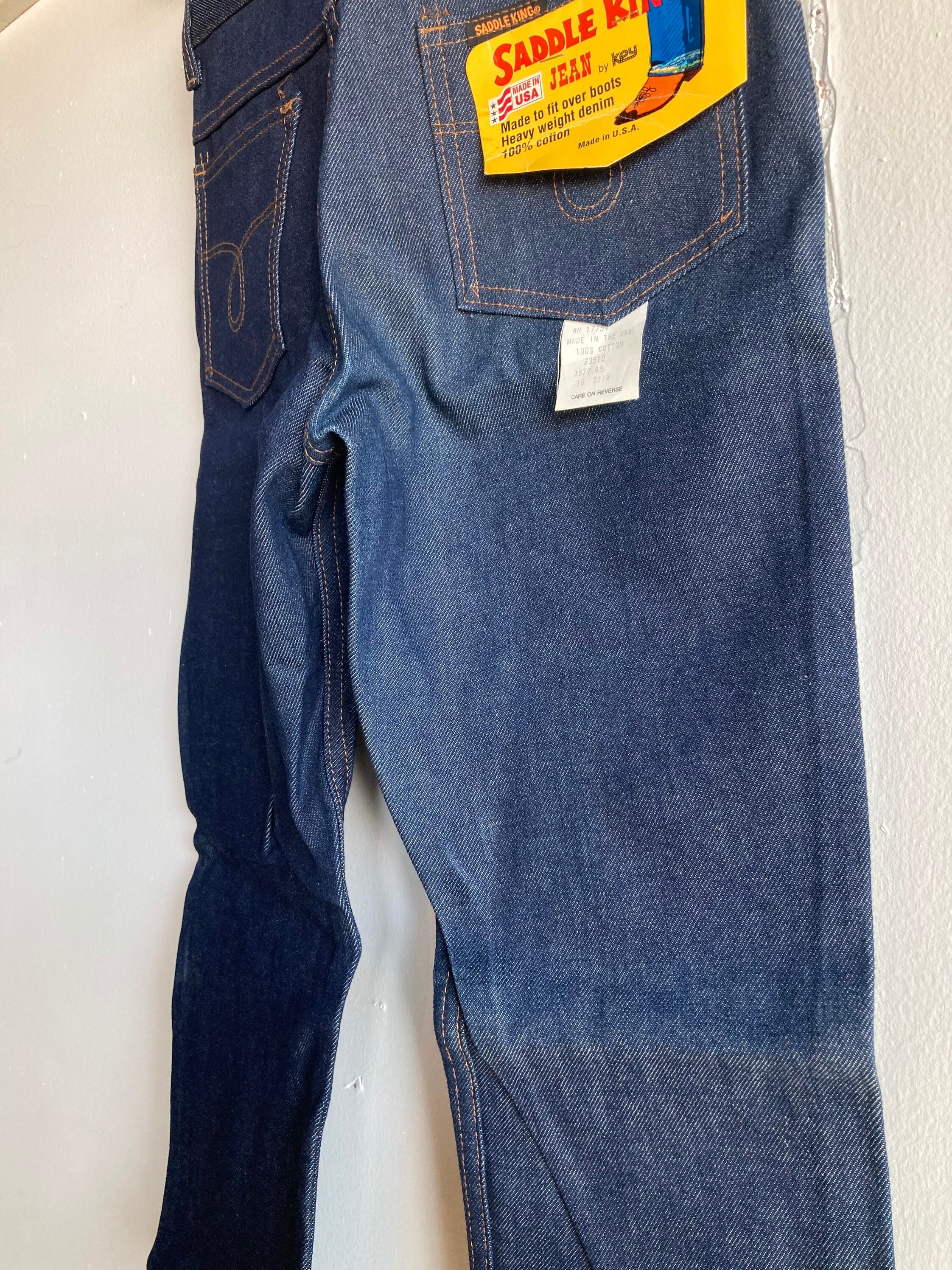 70s/80s Deadstock Saddle King Denim Jeans Size 16 (27x21 70s/80s Deadstock Saddle King Denim Jeans Size 16 (27x21