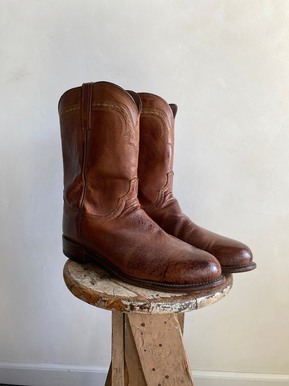 Beautiful Vintage Lucchese Brown Pigskin Roper Boo